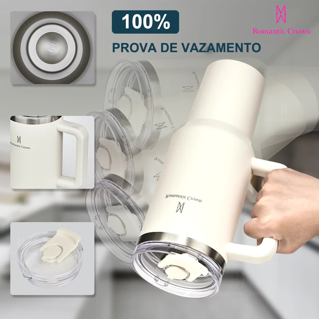 Copo Térmico Inox 1200ml com Tampa e Canudo - Mantém Gelado por Horas