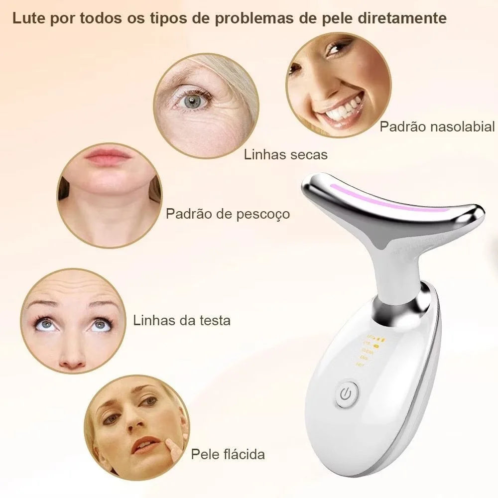 Massageador Facial 3D com LED  Eliminador de Papada - Firmeza, Lifting para Rosto e Pescoço.