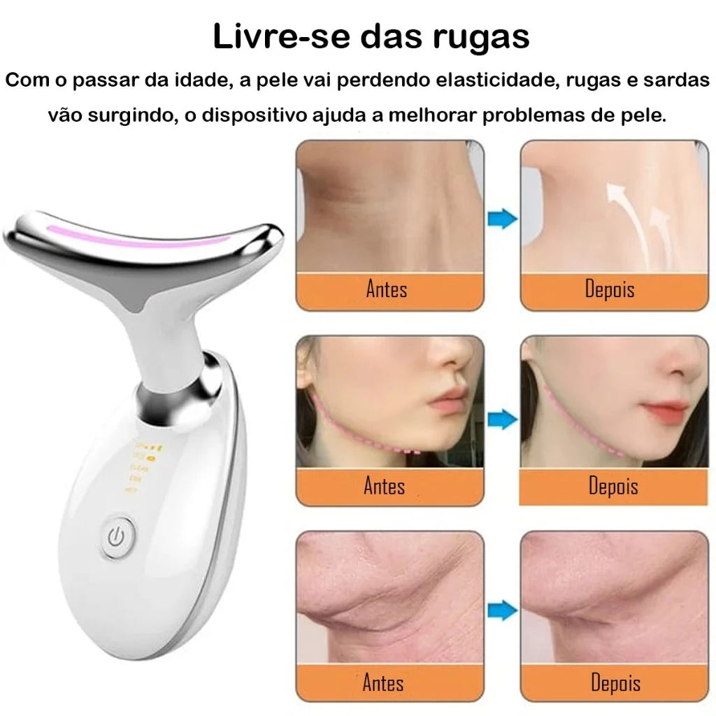 Massageador Facial 3D com LED  Eliminador de Papada - Firmeza, Lifting para Rosto e Pescoço.