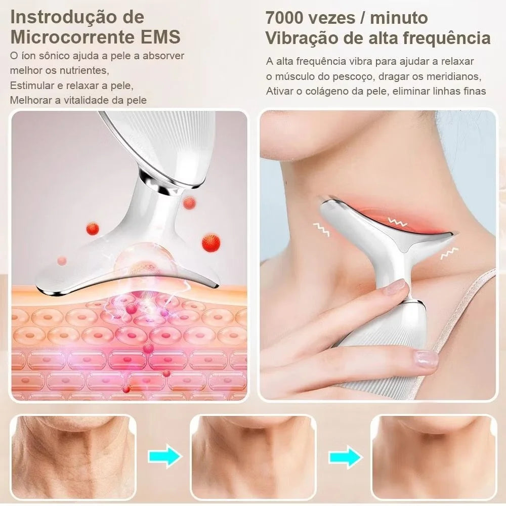 Massageador Facial 3D com LED  Eliminador de Papada - Firmeza, Lifting para Rosto e Pescoço.